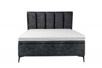 Łóżko sypialniane z tapicerowanym stelażem i pojemnikiem Klabi - 180x200, nogi czarne  szare łóżko do sypialni w rozmiarze 180x200 