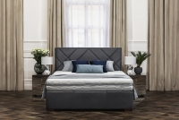 Łóżko tapicerowane sypialniane ze stelażem Simen - 160x200  szare łóżko sypialniane  