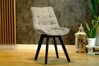 Krzesło tapicerowane Prato na drewnianych nogach - beż Cloud 03 / czarne nogi beżowe krzesło na czarnych nogach