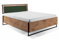 Łóżko do sypialni Color Loft 180x200 z pojemnikiem - dąb lancelot / zieleń butelkowa łóżko z zielonym wezgłowiem