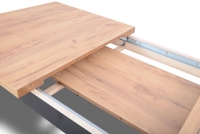 Stół rozkładany 120-160x80 cm Paris na drewnianych nogach - dąb lancelot / białe nogi synchroniczne prowadnice