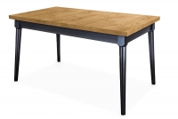 Stół rozkładany do jadalni 140-180x80 cm Ibiza na drewnianych nogach - dąb lancelot / czarne nogi  stół na czarnych nogach