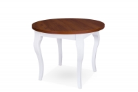 Stół okrągły rozkładany 100-180x100 cm Monza 4 na drewnianych nogach - orzech carvaggio / białe nogi stół na białych nogach