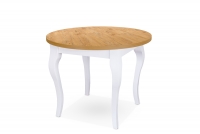 Stół okrągły rozkładany 100-180x100 cm Monza 4 na drewnianych nogach - dąb lancelot / białe nogi stół do jadalni