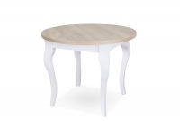 Stół okrągły rozkładany 100-180x100 cm Monza 4 na drewnianych nogach - dąb sonoma / białe nogi stół do jadalni