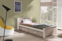 Łóżko dziecięce parterowe Puttio - biały akryl + dąb sonoma, 90x200 łóżko jednoosobowe Puttio w rozmiarze 90x200