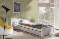 Łóżko dziecięce parterowe Puttio II - biały akryl + szary, 90x200 łóżko dziecięce Puttio z półką 