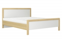 Łóżko do sypialni 160x200 London - biel alpejska / dąb lindberg  białe łóżko sypialniane