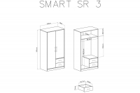 Dwudrzwiowa szafa Smart SR3 z szufladami 100 cm - artisan Szafa dwudrzwiowa z dwoma szufladami i lustrem Smart SRL3 - artisan - schemat