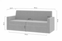 Sofa do półkotapczanu Elegantia 160 cm - szary welur, hydrofobowy  Sofa do półkotapczanu Elegantia 160 cm - wymiary 