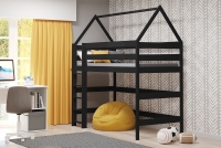 Łóżko dziecięce domek antresola Comfio - czarny, 80x160 Łóżko dziecięce domek antresola Comfio - czarny 