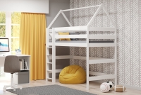 Łóżko dziecięce domek antresola Comfio - biały, 80x160 Łóżko dziecięce domek antresola Comfio - biały