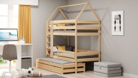 Łóżko dziecięce domek piętrowe wysuwane Comfio - sosna, 80x180 Łóżko dziecięce domek piętrowe wysuwane Comfio - sosna