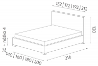 Łóżko tapicerowane 140x200 Porto z regulowanym zagłówkiem i pojemnikiem Łóżko tapicerowane 140x200 Porto z regulowanym zagłówkiem i pojemnikiem  - wymiary