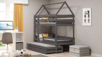 Łóżko dziecięce domek piętrowe wysuwane Comfio - grafit, 90x180 Łóżko dziecięce domek piętrowe wysuwane Comfio - grafit