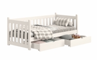 Łóżko parterowe drewniane Swen - biały, 90x200 Łóżko parterowe drewniane Swen - biały