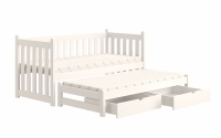 Łóżko parterowe wysuwane Swen z szufladami - biały, 90x200 Łóżko parterowe wysuwane Swen - kolor Biały 