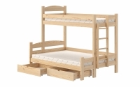 Łóżko piętrowe z szufladami Lovic prawostronne - sosna, 90x200/120x200  Łóżko piętrowe z szufladami Lovic - sosna