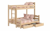 Łóżko piętrowe z szufladami Lovic lewostronne - sosna, 90x200/140x200  Łóżko piętrowe z szufladami Lovic - sosna
