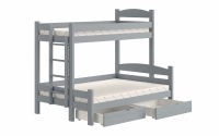 Łóżko piętrowe z szufladami Lovic lewostronne - szary, 80x200/120x200  Łóżko piętrowe z szufladami Lovic - szary