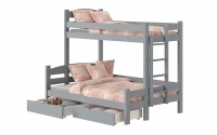 Łóżko piętrowe z szufladami Lovic prawostronne - szary, 80x200/120x200  Łóżko piętrowe z szufladami Lovic - szary