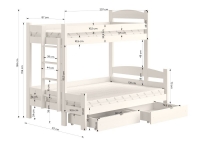 Łóżko piętrowe z szufladami Lovic prawostronne - szary, 80x200/120x200  Łóżko piętrowe z szufladami Lovic - szary - wymiar 80x200/120x200