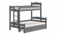 Łóżko piętrowe z szufladami Lovic lewostronne - grafit, 80x200/140x200  Łóżko piętrowe z szufladami Lovic - grafit