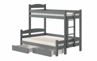 Łóżko piętrowe z szufladami Lovic prawostronne - grafit, 80x200/140x200  Łóżko piętrowe z szufladami Lovic - grafit
