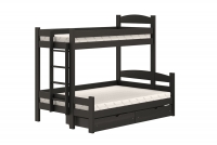 Łóżko piętrowe z szufladami Lovic lewostronne - czarny, 80x200/120x200  Łóżko piętrowe z szufladami Lovic - czarny