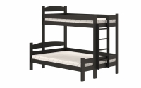 Łóżko piętrowe z szufladami Lovic prawostronne - czarny, 80x200/120x200  Łóżko piętrowe z szufladami Lovic - czarny