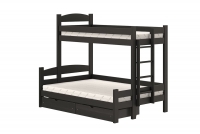 Łóżko piętrowe z szufladami Lovic prawostronne - czarny, 90x200/120x200  Łóżko piętrowe z szufladami Lovic - czarny