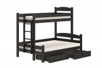 Łóżko piętrowe z szufladami Lovic lewostronne - czarny, 90x200/140x200  Łóżko piętrowe z szufladami Lovic - czarny