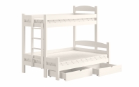 Łóżko piętrowe z szufladami Lovic lewostronne - biały, 80x200/120x200  Łóżko piętrowe z szufladami Lovic - biały