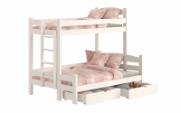 Łóżko piętrowe z szufladami Lovic lewostronne - biały, 80x200/140x200  Łóżko piętrowe z szufladami Lovic - biały