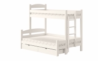 Łóżko piętrowe z szufladami Lovic prawostronne - biały, 90x200/120x200  Łóżko piętrowe z szufladami Lovic - biały