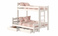 Łóżko piętrowe z szufladami Lovic prawostronne - biały, 90x200/140x200  Łóżko piętrowe z szufladami Lovic - biały