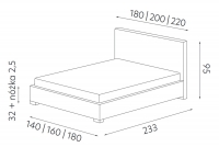 Łóżko tapicerowane 140x200 Nubo z podwójnym wezgłowiem Łóżko tapicerowane 140x200 Nubo z podwójnym wezgłowiem