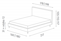 Łóżko tapicerowane Ovalo 160x200 z regulowanym wezgłowiem i pojemnikiem Łóżko tapicerowane Ovalo 160x200 z regulowanym wezgłowiem i pojemnikiem