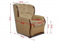 Fotel wypoczynkowy Fryderyk - brązowa tkanina wzór Luna / średni orzech Fotel wypoczynkowy Fryderyk - brązowa tkanina wzór Luna / średni orzech