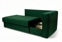Tapczan/łóżko lewostronny rozkładany z pojemnikiem Maciek - zielony welur Velluto 10 Tapczan/łóżko lewostronny rozkładany z pojemnikiem Maciek - zielony welur Velluto 10