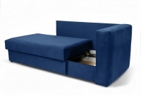 Tapczan/łóżko lewostronny rozkładany z pojemnikiem Maciek - niebieski welur Velluto 25 Tapczan/łóżko lewostronny rozkładany z pojemnikiem Maciek - niebieski welur Velluto 25