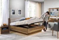 Drewniane łóżko Velvet 74 z pojemnikiem 140x200 - latte / dąb rustical meble do sypialni Velvet - Szynaka