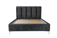 Tapicerowane łóżko sypialniane ze stelażem Klabi - 140x200, nogi złote łóżko sypialniane z drewnianym stelażem 
