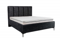 Tapicerowane łóżko sypialniane z pojemnikiem Klabi - 160x200, nogi czarne  szare łóżko Klabi z tapicerowanym wezgłowiem 