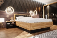 Łóżko sypialniane 160x200 Tuluza Black z pojemnikiem na pościel- czarny / dąb catania  Łóżko sypialniane 160x200 Tuluza Black z pojemnikiem na pościel- czarny / dąb catania 
