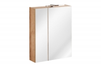 Zestaw mebli łazienkowych Capri White IV - biały połysk / dąb kraft złoty - 9 elementów dwudrzwiowa szafka z lustrami