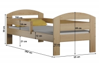 Łóżko dziecięce parterowe wysuwane Wiola  Łóżko dziecięce drewniane Wiola - Wymiar 200x90, zdjęcie podglądowe