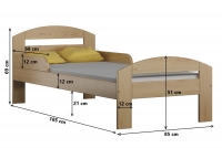 Łóżko dziecięce Wiki parterowe wysuwane Łóżko dziecięce drewniane Wiki - wymiary, zdjęcie podglądowe