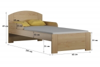 Łóżko dziecięce Fibi II parterowe wysuwane Łóżko dziecięce drewniane Fibi II  - Wymiar 200x90