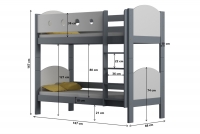 Łóżko piętrowe drewniane Feliks II 3 os. Łóżko piętrowe drewniane Feliks II - wymiary 160x80